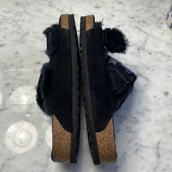 NWT Birkenstock Arizona Shearling Suede Leather Mountain View Black 11 Birkenstock  main image 3